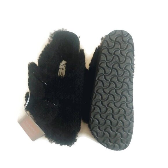 Papillio Birkenstock Arizona Big Buckle Shearling Sandals Womens 6 Teddy Black - Picture 8 of 9